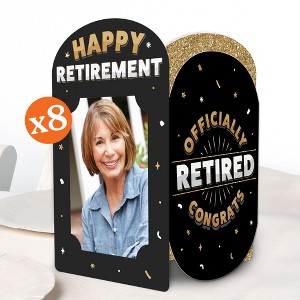 Big Dot of Happiness Happy Retirement Photo Holder Centerpieces, 4x6 Picture Display Box, Black & Gold Table Decoration for Officially Retired, 8 Ct - 1 of 4