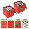 Set of 2 Christmas Ornament Storage Box - Hold 128 Ornaments, Xmas Ornament Organizer Storage Box Adjustable Dividers - 2 of 4