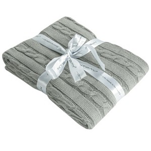 Cotton Cable Knit Toddler Blanket, Super Soft Warm Breathable Baby Blanket - NTBAY - 1 of 4