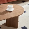 Ridstar Modern Oval Coffee Tables with Sturdy Pedestal For Apartment & Bedroom-Brown - 3 of 4