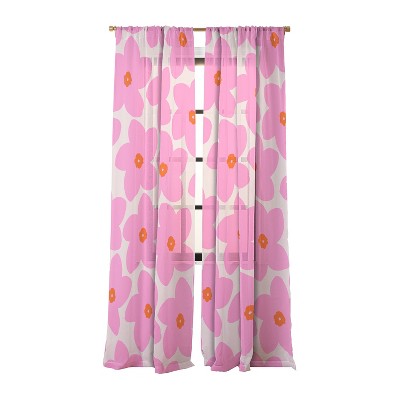 Daily Regina Designs Abstract Retro Flower Pink Set of 2 Panel Sheer Window Curtain - Deny Designs