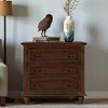 28" Nightstand with Pine Wood Veneer, Minimalist Bedside Cabinet with 3 Drawers, Pull-out Tray, Rubber Legs, Metal Handle - 2 of 4