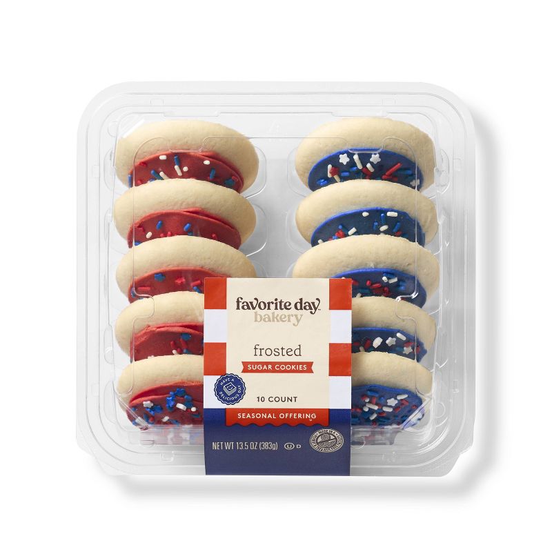 Patriotic Red &#38; Blue Frosted Sugar Cookies - 13.5oz/10ct - Favorite Day&#8482;, 1 of 5