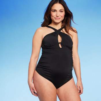 OUISISI Maternity Swimsuit Plus Size Top Tankini Striped Dot Padded UPF50+  Pregnant - Large : : Fashion