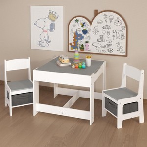 KTMBDW Kids Table and Chair Set,3 in 1 Wooden Activity Table with Storage Drawer for Toddlers Drawing, Reading, Crafts,Table Set for Nursery, Playroom - 1 of 4