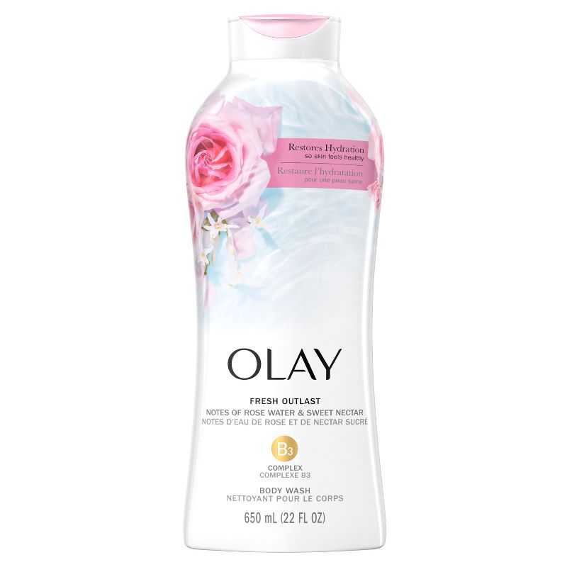 Olay Fresh Outlast Rose Water &#38; Sweet Nectar Body Wash - 22 fl oz, 1 of 8