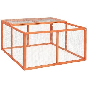vidaXL Rabbit Hutch Bunny Cage with Hinged Door Rabbit Enclosure Solid Wood - 48.8" x 47.2" x 23.6" - 1 of 4