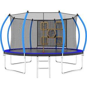HFYee 1214/8*14FT Round Jump Trampoline Enclosure & Ladder for Backyard Fitness for Ages 8+ - 1 of 4