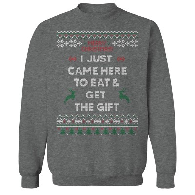 Rerun Island Men's Eat And Run Christmas Long Sleeve Graphic Cotton Pullover Sweatshirt