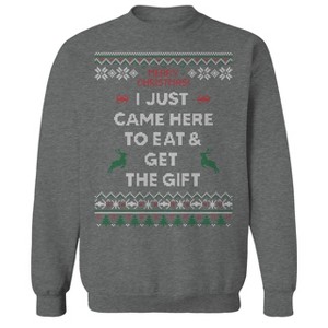 Rerun Island Men's Eat And Run Christmas Long Sleeve Graphic Cotton Pullover Sweatshirt - 1 of 1