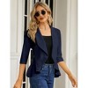 Women's 3/4 Sleeve Cropped Blazer Lightweight Open Front Cardigan Jacket for Business Causal - 2 of 4