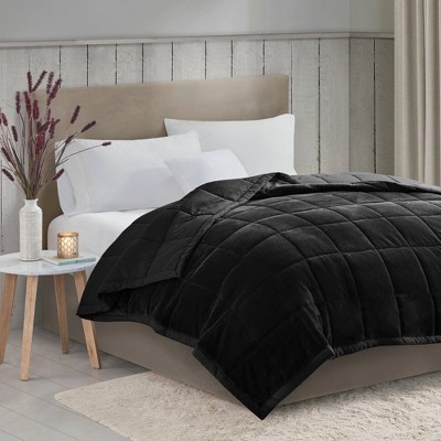 Twin Black Reversible Microfiber Plush Blanket
