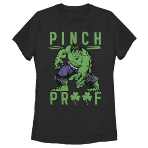 Women's Marvel St. Patrick's Day Pinch Proof Clover Hulk T-Shirt - 1 of 4
