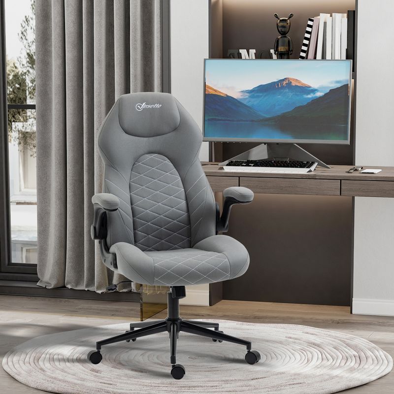 Vinsetto High Back Office Chair with Flip Up Armrests, Swivel Computer Chair with Adjustable Height and Tilt Function, 2 of 7