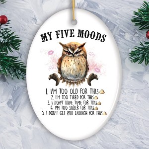 My Five Moods Quirky Owl Ornament, Cute and Funny Christmas Gift| OrnamentallyYou - 1 of 4