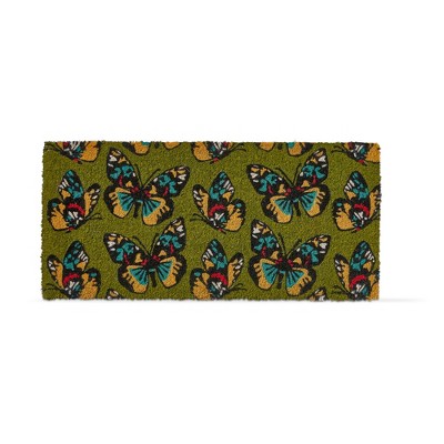 tagltd 1'6"x3'3" Butterfly Large Print Rectangle Indoor and Outdoor Estate Coir Door Welcome Mat Green