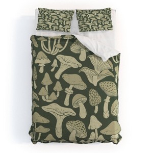 Deny Designs Full/Queen Avenie Mushroom In Black Forest Duvet Cover and Pillow Sham Green - 1 of 4