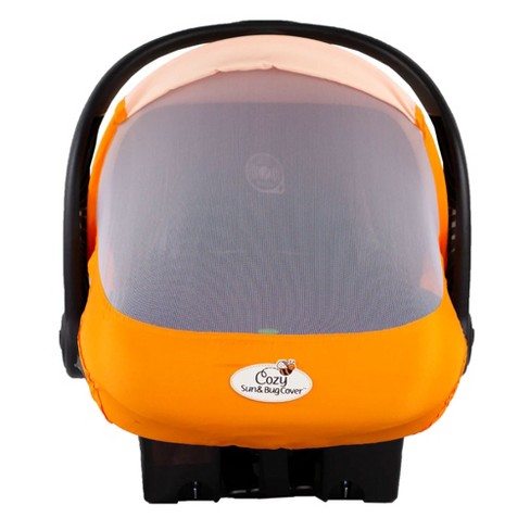 CozyBaby Lightweight Spring or Summer Cozy Mesh Sun and Bug Infant Car Seat Carrier Cover with Elasticized Edge Orange Mango