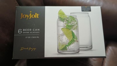 Joyjolt Classic Can Shaped Tumbler Drinking Glass Cups - 17 Oz - Set Of 6  Highball Drinking Glasses : Target