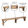 Emma and Oliver 8' x 12" Antique Rustic Solid Pine Folding Farm Bench - Portable Bench - 3 of 4