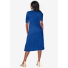 Jessica London Women's Plus Size Stretch Knit Pleated Front Dress - 3 of 4