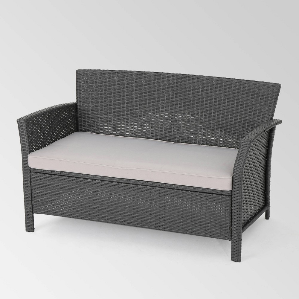 Photos - Garden Furniture St. Lucia Wicker Loveseat - Gray - Christopher Knight Home