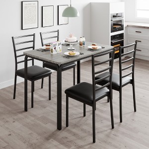 5-Piece Kitchen Dining Table Chair Set for Small Space Indoor Modern Dinette Set for 4 Square Table Chair Set Grey - 1 of 4