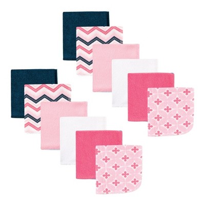 Luvable Friends Baby Girl Cotton Rich Washcloths, Chevron, One Size