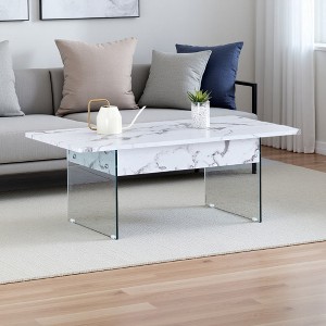 Multifunctional Lift-Top Coffee Table with Glass Legs - 1 of 4
