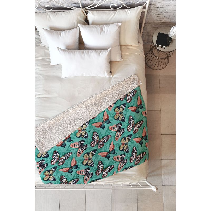 Heather Dutton Mariposa Boho Butterflies Aqua 50" x 60" Fleece Blanket - Deny Designs, 1 of 3
