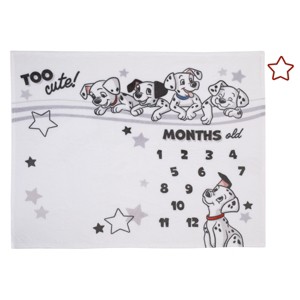 Disney 101 Dalmatians White and Black Too Cute Super Soft Photo Op Milestone Baby Blanket - 1 of 4