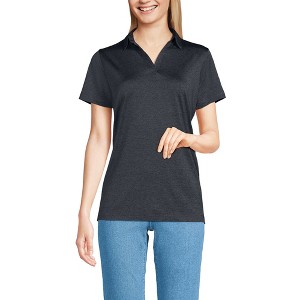 Lands' End Women's Rapid Dry Short Sleeve Space Dye Sport Neck Polo Shirt - 1 of 4