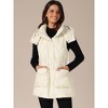 INSPIRE CHIC Women's Winter Hooded Zip Up Mid Long Sleeveless Quilted Padded Vest Coat - 2 of 4