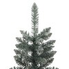 vidaXL Slim Green/White Christmas Tree with Stand - 4ft Artificial Xmas Tree with Snow, Bushy PVC Tips, Stable Steel Base - 3 of 4
