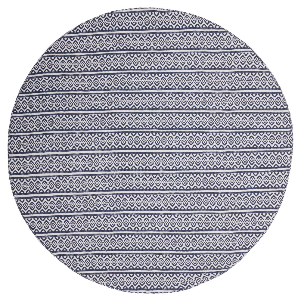 Ivory/Navy Geometric Woven Round Area Rug - (6' Round) - Safavieh