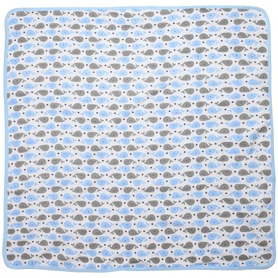 Image of Neliblu Premium Cotton Baby Blanket Flannel with Whimsical Blue Whale Design, Blue