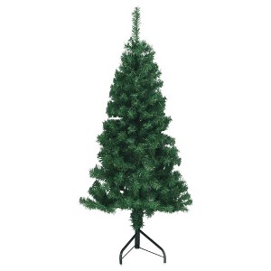 vidaXL Christmas Tree Decoration Corner Artificial Xmas Tree with Stand PVC - Green 5 x 2 ft - 1 of 4