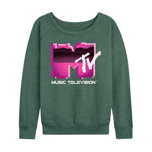 Women's - MTV - Retro Gamer Logo Lightweight French Terry Wide Neck Long Sleeve Graphic Shirt - 1 of 4