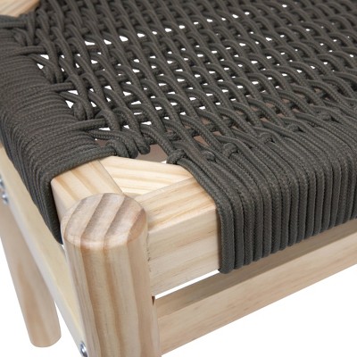 Fernway Blonde Solid Wood and Woven Rope Entryway Bench
