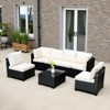 FIONECA 7-Piece Outdoor PE Rattan Sofa Set with Beige Cushions, Sectional Sofa, Chairs & Coffee Table for Patio, Garden & Backyard - 2 of 4
