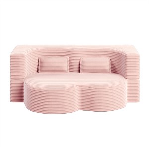 XINGHANZHENXUAN Floor Sofa, Full Size Convertible Sleeper with 2 Pillows for Living Room, Guest - 1 of 4
