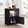 VECELO Kitchen Island Car Rolling Storage Cabinet with Charging Station and Open Shelves, White/Brown - 3 of 4