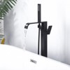 WOWOW Waterfall Single-Handle Freestanding Tub Faucet with Handshower, Brass Floor Mounted Tub Filler Faucet in Brushed Nickel - 2 of 4