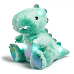 FAO Schwarz Glow Brights Toy Plush LED with Sound Green Dinosaur 12" Stuffed Animal