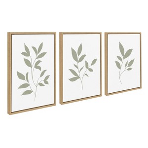 Kate and Laurel Sylvie Modern Sage Green Botanical Outdoor Nature Print 1, 2 and 3 Framed Canvas by The Creative Bunch Studio, 3 Piece 18x24, Natural - 1 of 4