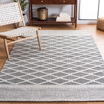 Marbella Black and Ivory Hand Woven Wool Area Rug