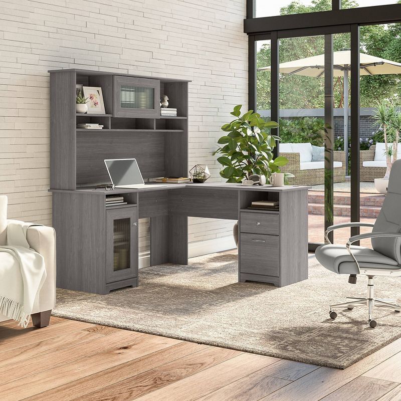 Cabot 60W L Shaped Computer Desk with Hutch - Bush Furniture, 3 of 11
