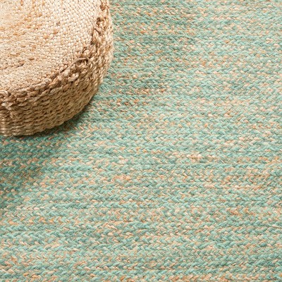 Geordie Green and Natural Hand-Knotted Wool Area Rug, 5' x 8'