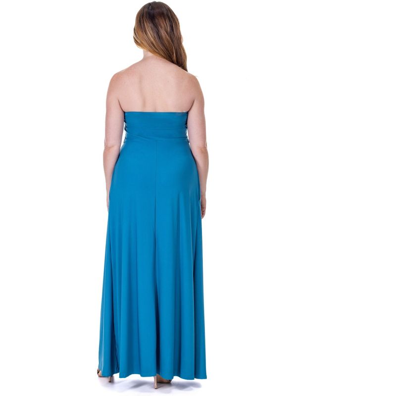 24seven Comfort Apparel Womens Pleated A Line Strapless Maxi Dress With Pockets, 3 of 9