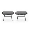 Gulches Faux Rattan Outdoor Patio Ottoman with Cushion (Set of 2),Gray - 3 of 4